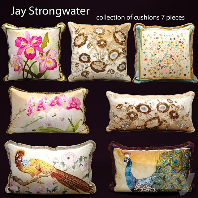 The collection of pillows from Jay Strongwater velvet pillow luxury 3ds Max