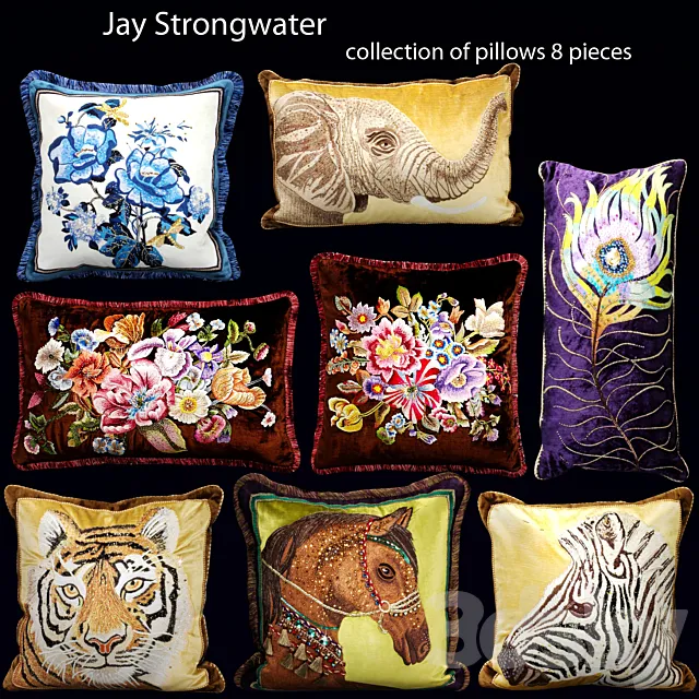 The collection of pillows from Jay Strongwater. velvet. pillow. luxury 3DSMax File