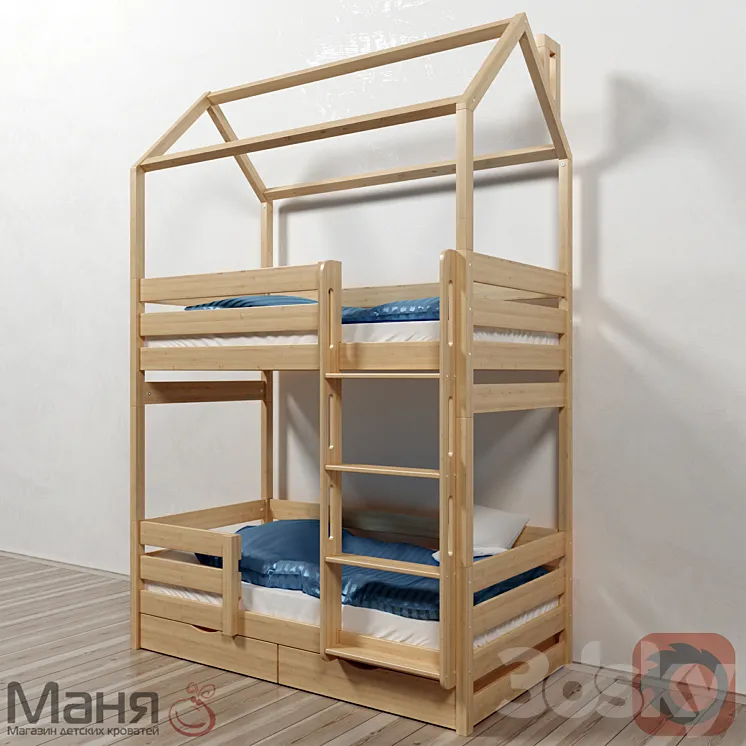 The cot is two-tiered 3DS Max