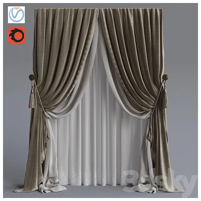 The curtain 3 beige 3DSMax File