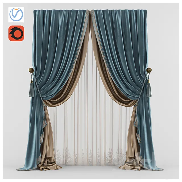 The curtain 3 blue 3DS Max Model