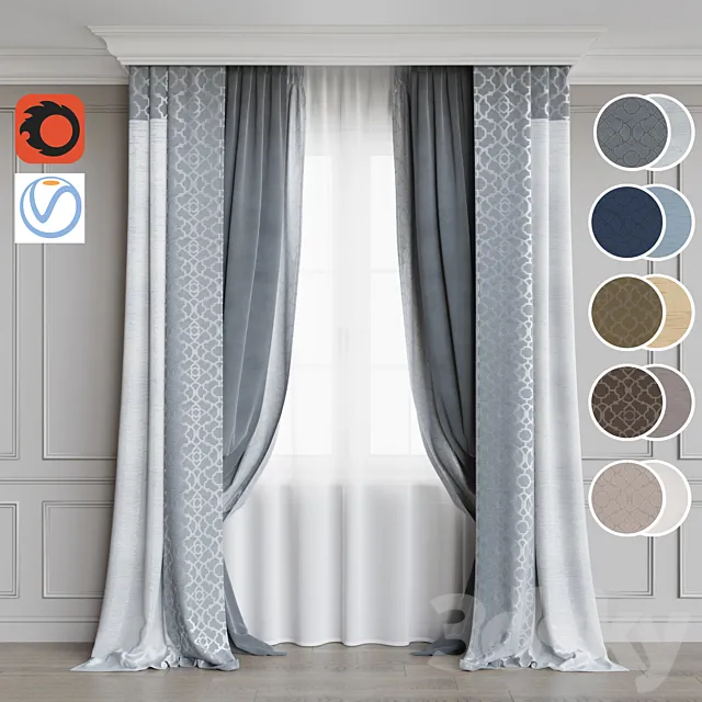 The curtain in modern style. 5 colors 3DSMax File