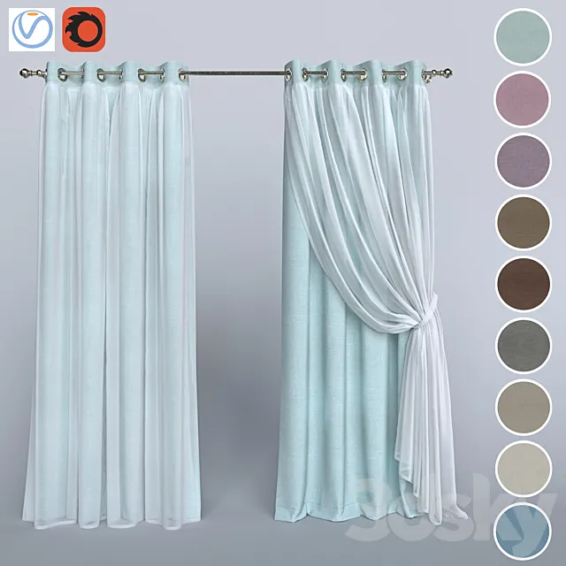 The curtain with the tulle 1 3ds Max