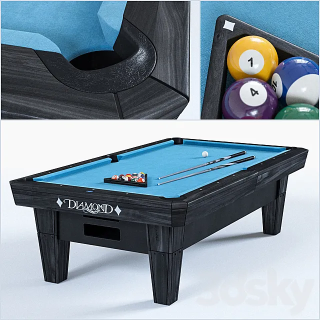 The Diamond 8 “PRO-AM billiard table 3DS Max Model