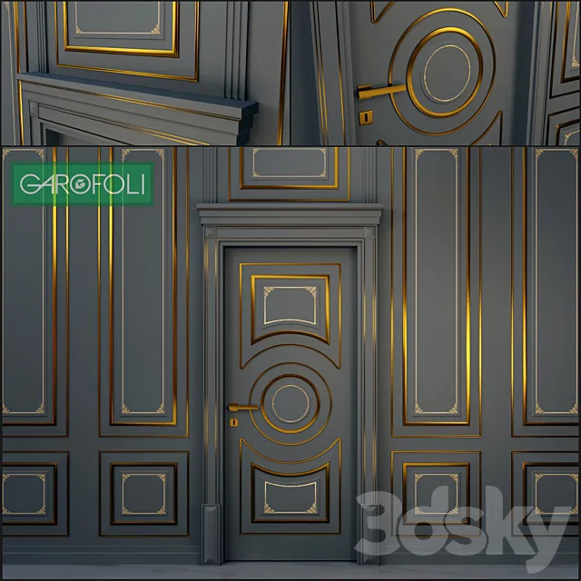 The door and wall panel Dore Rotu 3BR Black 3DS Max Model