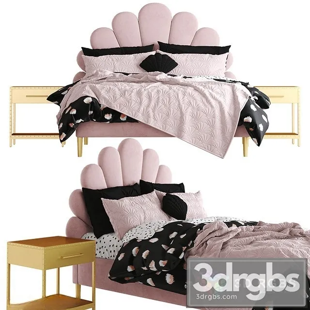 The Emily  Meritt Shell Upholstered Bed 3dsmax Download