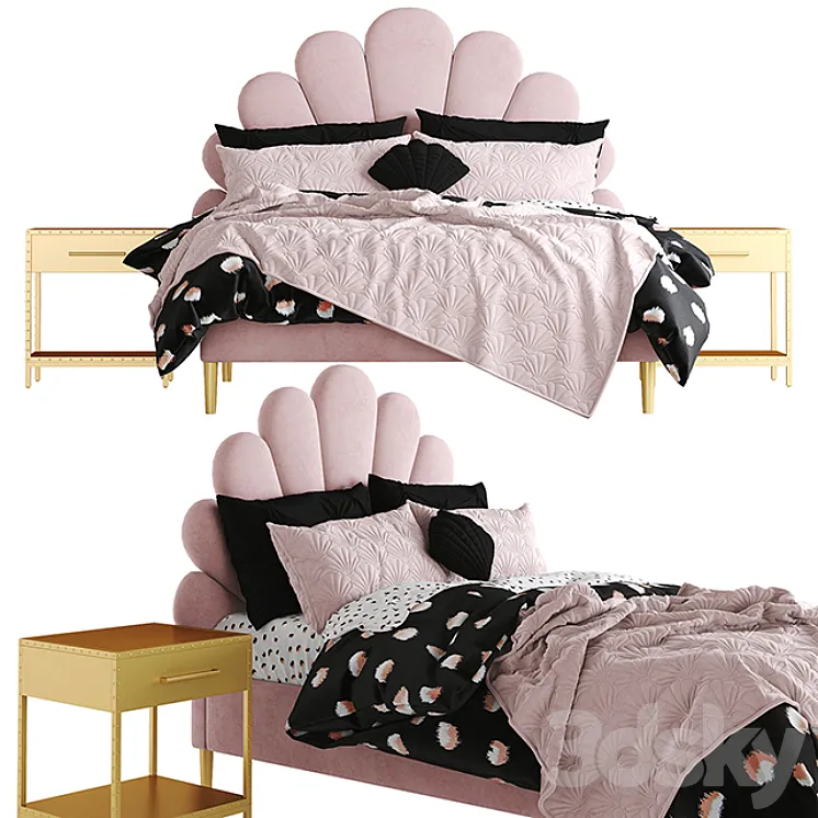 The Emily Meritt Shell Upholstered Bed 3DS Max