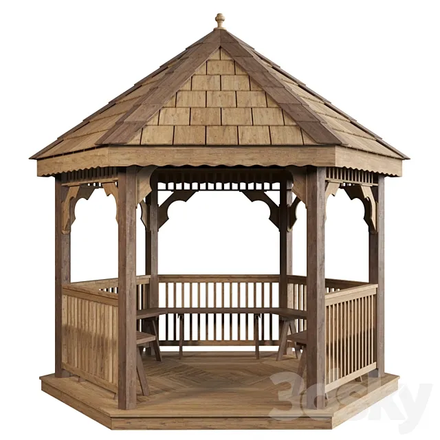 The gazebo is hexagonal 3DS Max Model