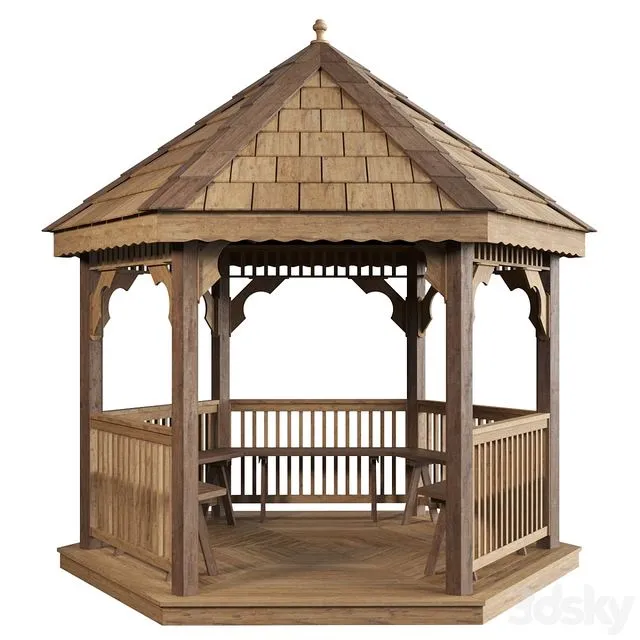 The gazebo is hexagonal 3dsMax Model