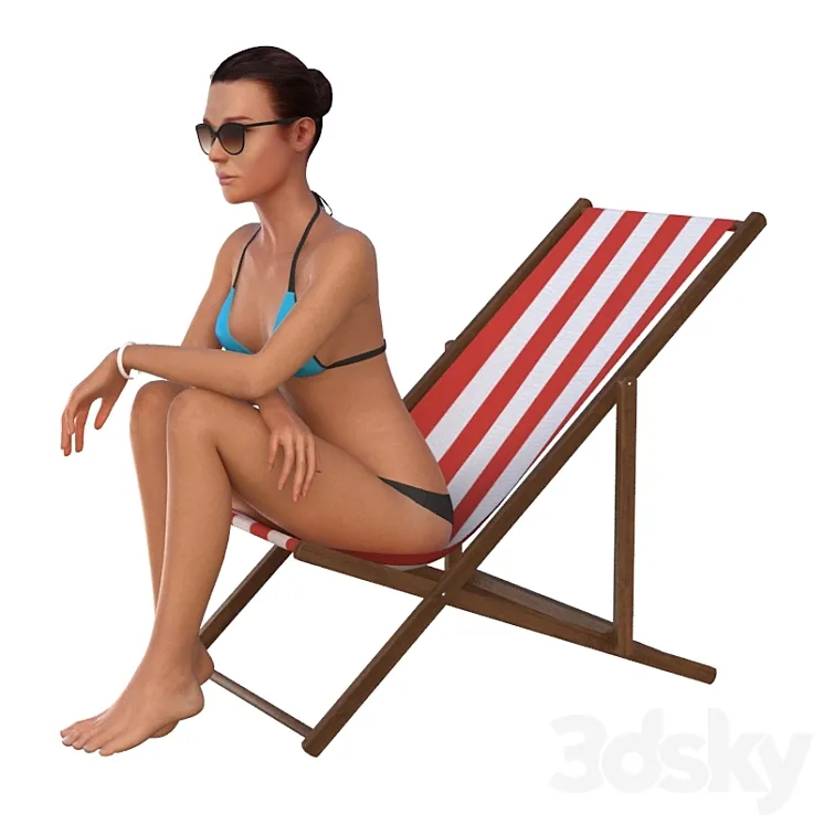The girl in the beach chair 3DS Max