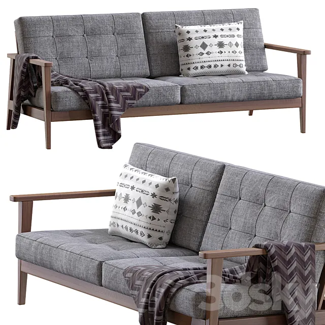 The Mid Century Show Wood Sofa 3ds Max