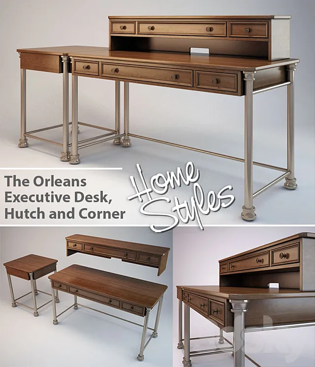 The Orleans Executive Desk Hutch and Corner – desktop 3DS Max Model