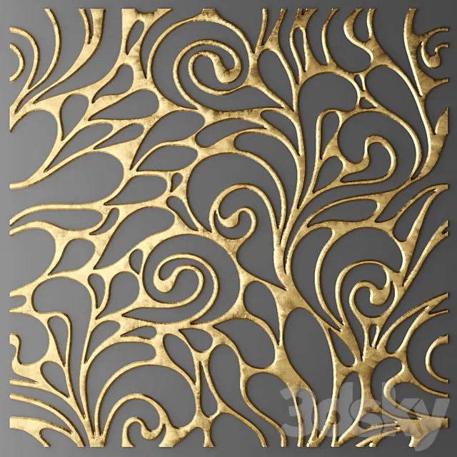 The panel. grille.Panel. Lattice. panel. pattern. art. abstraction. decorative. interior. wall decor. gold. luxury. sheet 3DSMax File