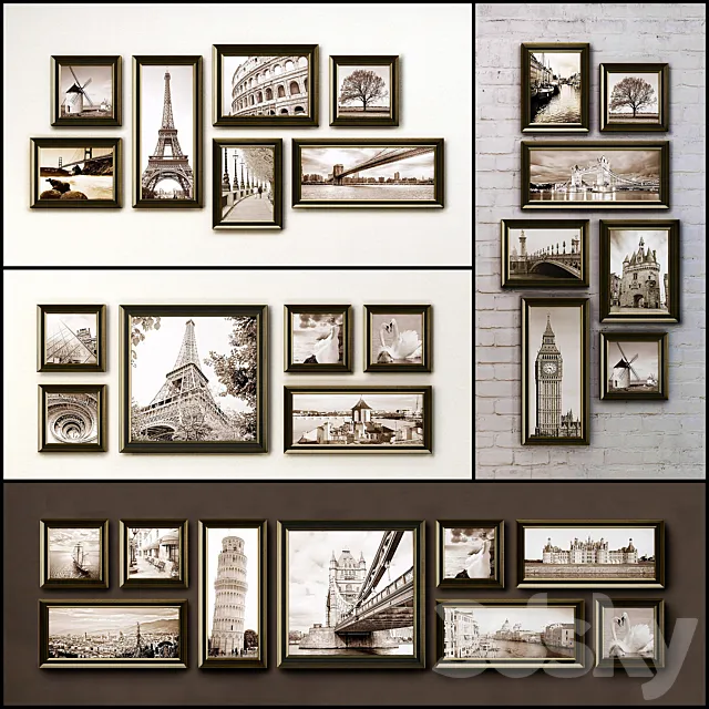 The picture in the frame. 108 Collection frame (26 paintings 6 combinations) 3DSMax File