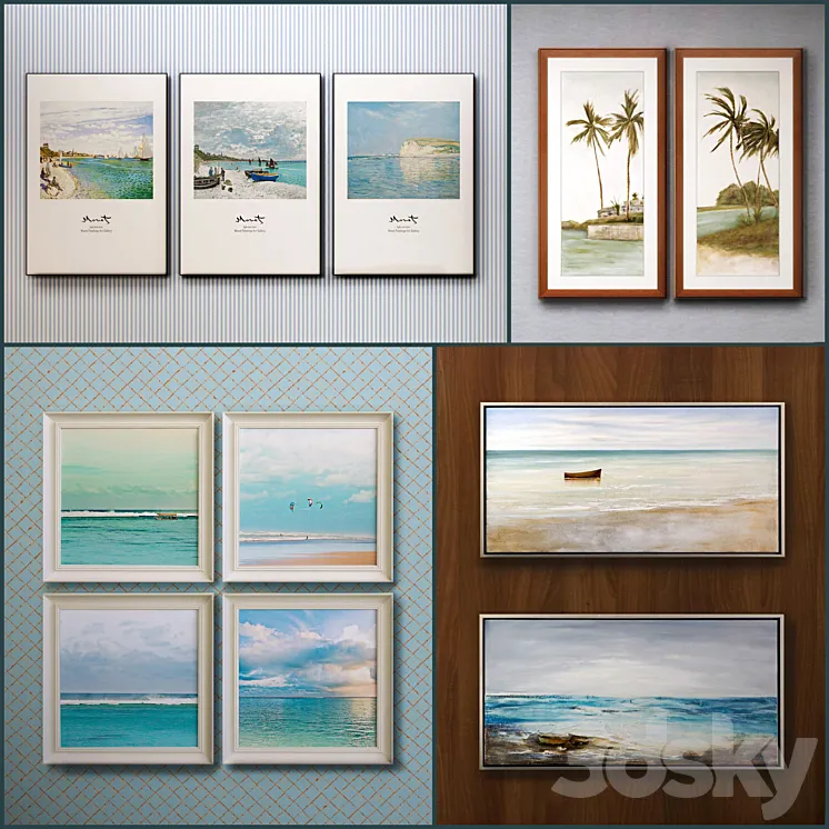The picture in the frame: 11 Pieces (Collection 35) Sea theme 3DS Max