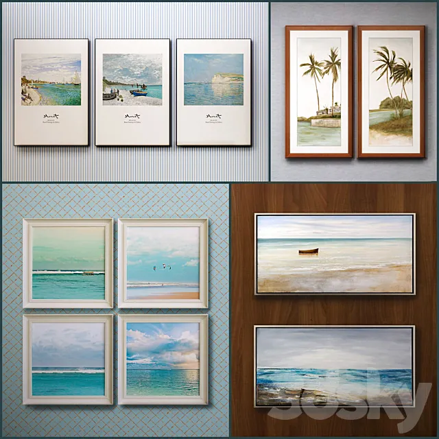 The picture in the frame: 11 Pieces (Collection 35) Sea theme 3DS Max Model