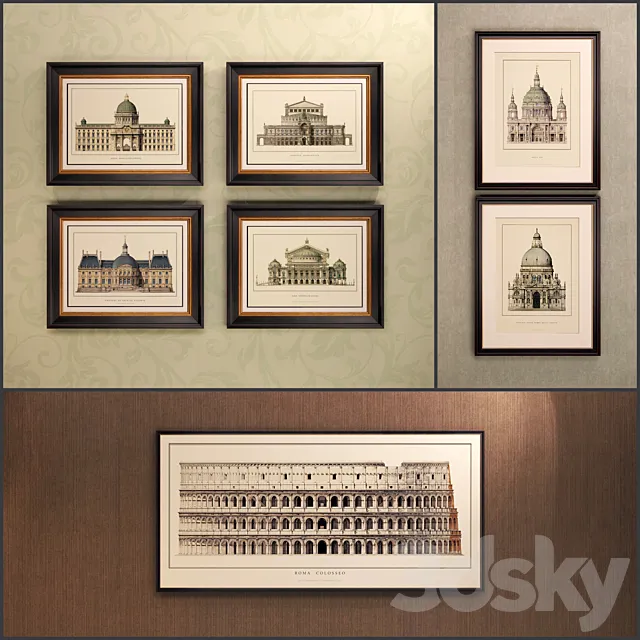 The picture in the frame: 12 Pieces (Collection 14) Architecture 3DSMax File