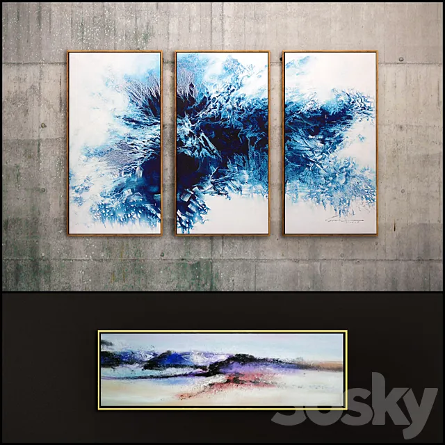 The picture in the frame: 12 Pieces (Collection 30) Abstract 3DS Max Model