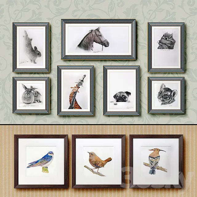 The picture in the frame. 120 Animals Collection 3DSMax File