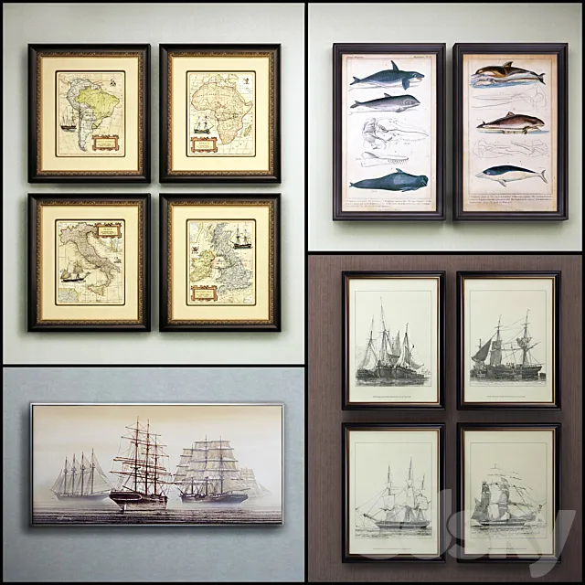 The picture in the frame: 14 piece (Collection 34) Sea theme 3DSMax File