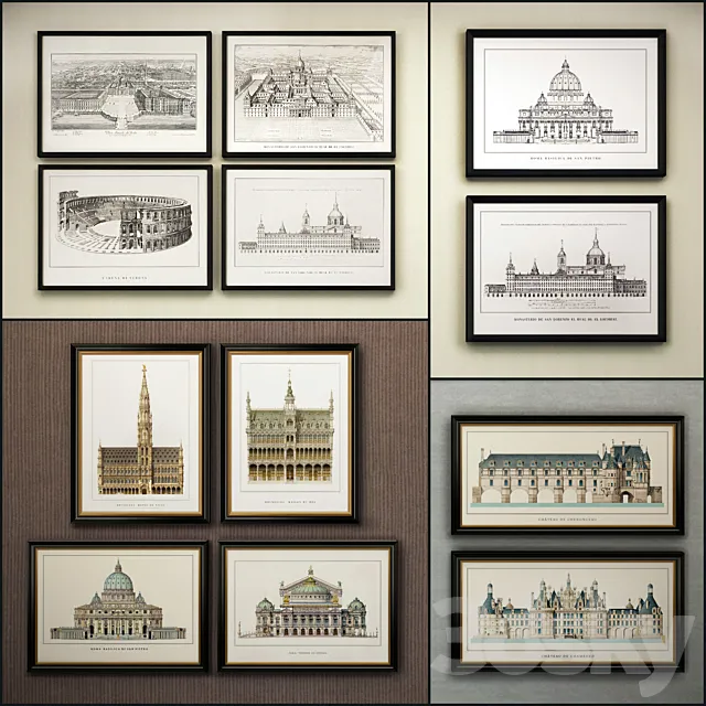 The picture in the frame: 17 piece (Collection 33) Architecture 3DSMax File