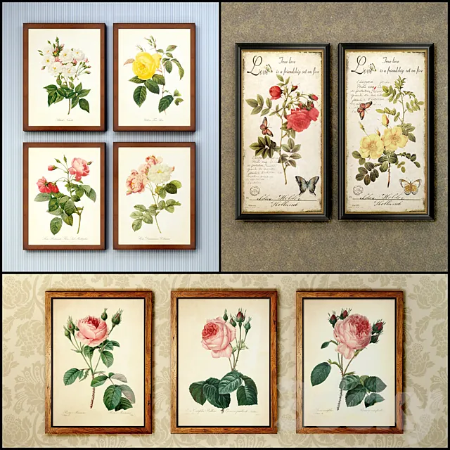 The picture in the frame: 19 pcs (collection 59) Flowers 3DSMax File