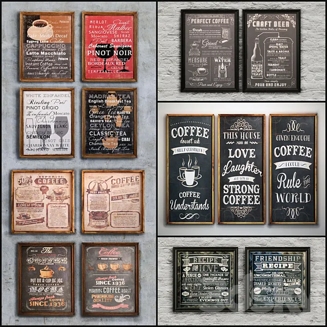 The picture in the frame: 19 piece (Collection 26) Bar topic 3DSMax File
