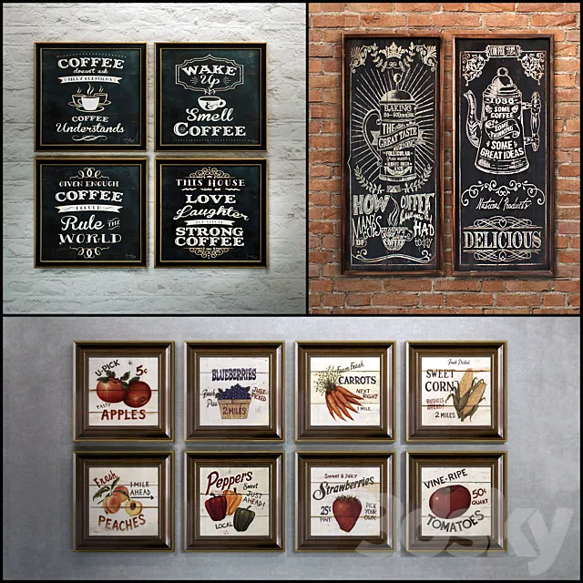 The picture in the frame: 20 piece (Collection 23) 3DSMax File