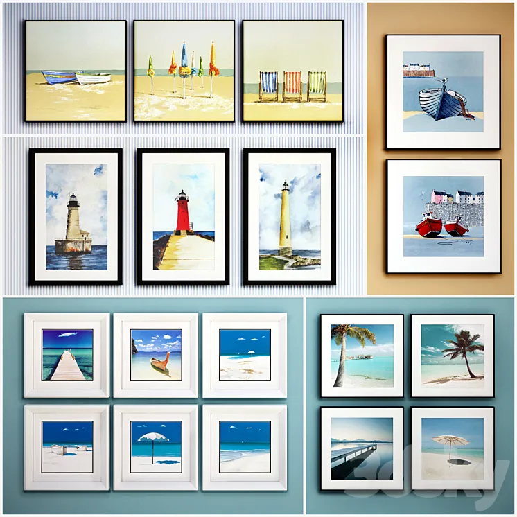 The picture in the frame: 20 piece (Collection 49) Sea theme 3DS Max