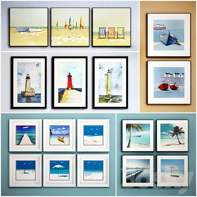 The picture in the frame: 20 piece (Collection 49) Sea theme 3DSMax File