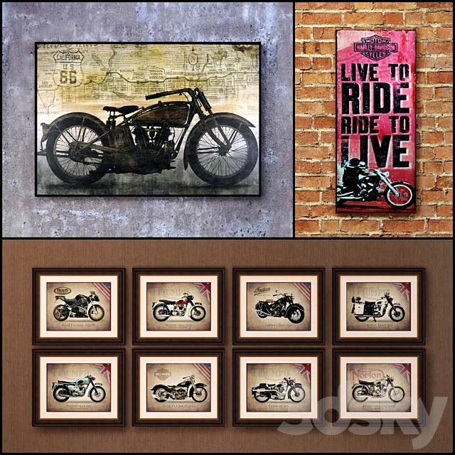 The picture in the frame: 20 Pieces (collection 73) Motorcycle 3ds Max