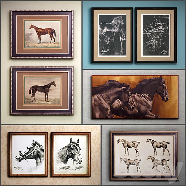 The picture in the frame: 22 piece (Collection 46) Horse 3ds Max