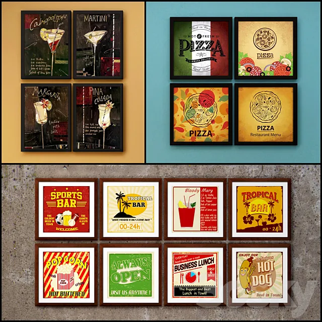 The picture in the frame: 36 Pieces (collection 68) Bar topic 3DSMax File