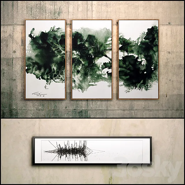 The picture in the frame: 9 piece (Collection 29) Abstract 3DS Max Model