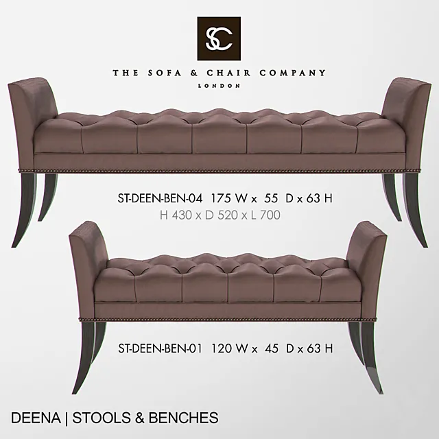 THE SOFA AND CHAIR COMPANY – DEENA Bench 3ds Max