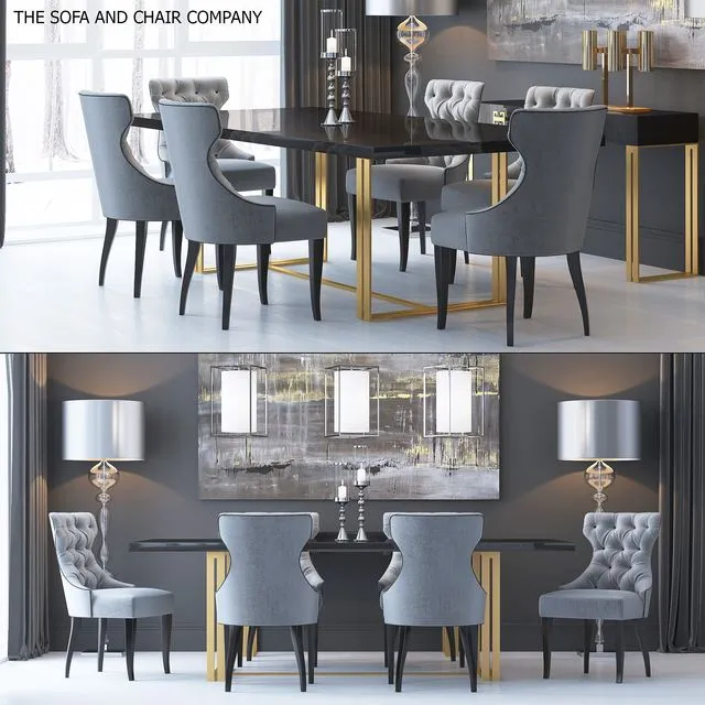 The Sofa & Chair Company Set (table with chair) 3dsMax Model