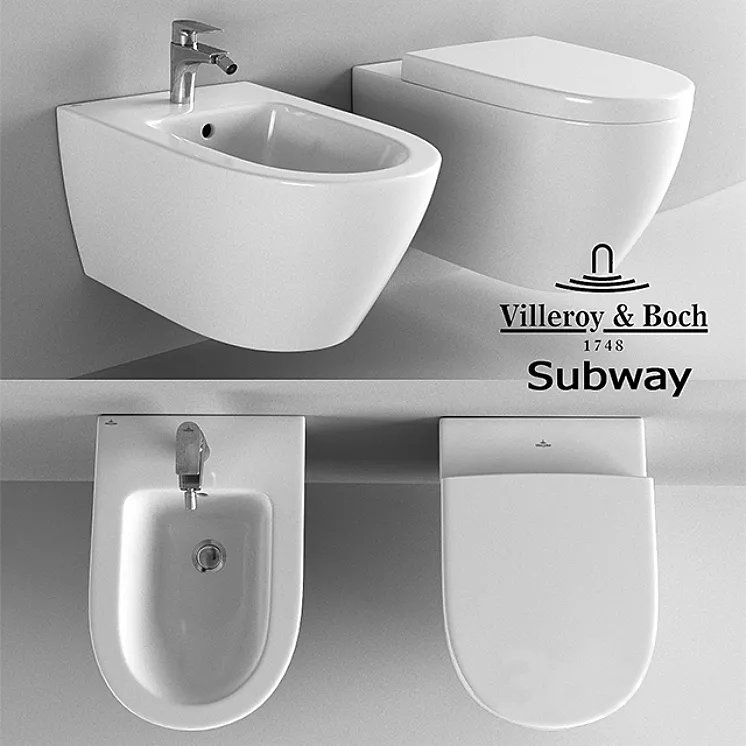 The toilet and bidet Villeroy & Boch Subway 3DS Max