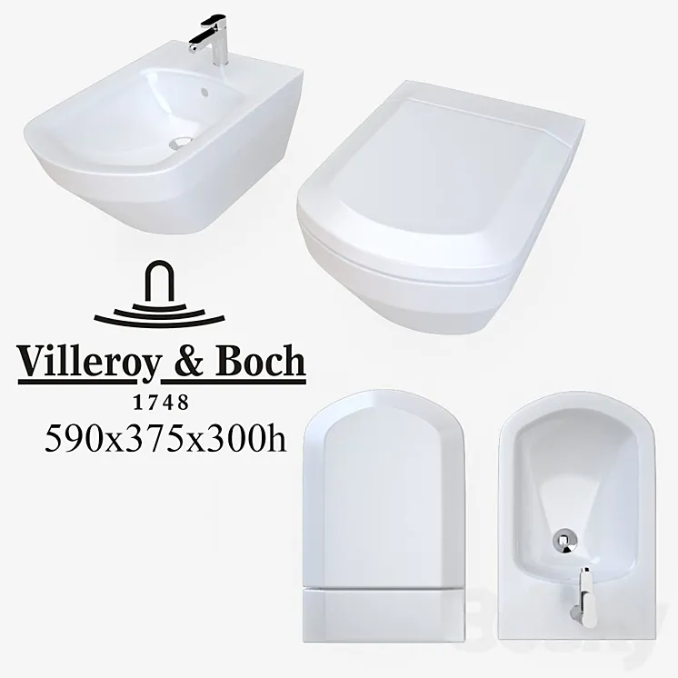 The toilet and bidet Villeroy&Boch Sentique 3DS Max