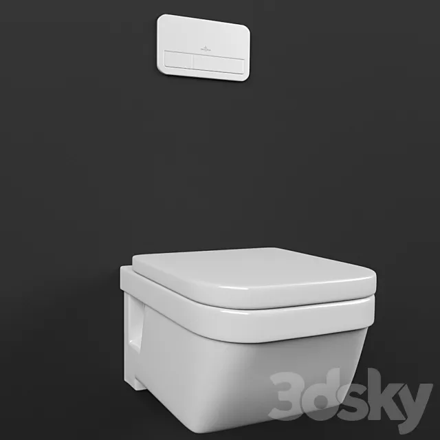 The toilet and the flush button Villeroy & Boch 3DSMax File