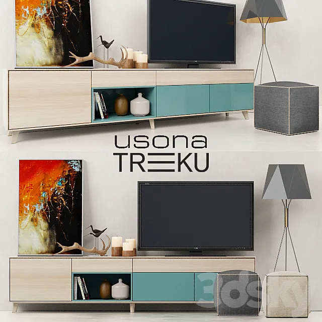 The wall Aura Credenza (Treku) + Lamp (Usona) 3ds Max