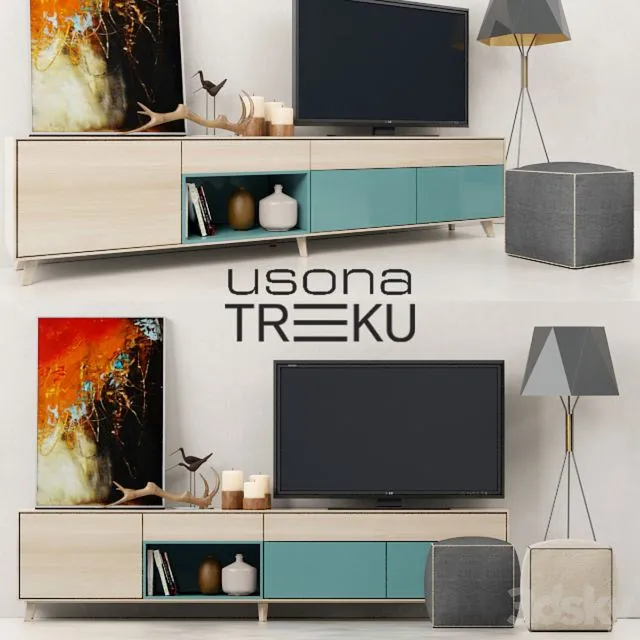 The wall Aura Credenza (Treku) + Lamp (Usona) 3dsMax Model