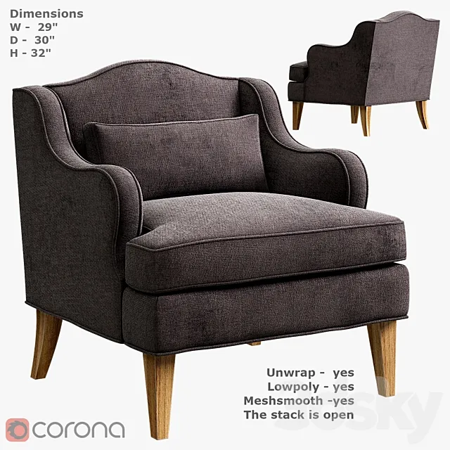 Theodore Alexander Living Room Brookside Chair TASU52102 at Georgia Furniture 3ds Max