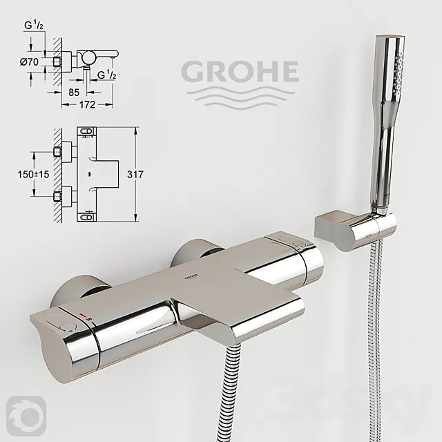 Thermostat Grohe Grohtherm 2000 34174001. 3DSMax File