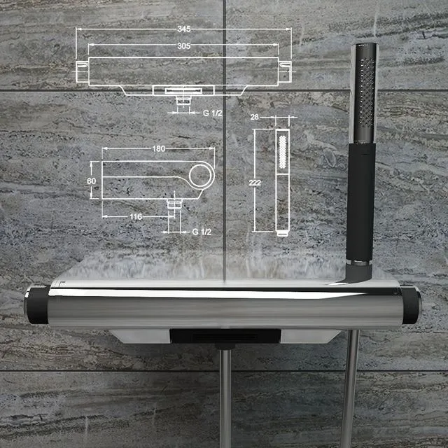 Thermostat Jacob Delafon Aparu E9113-CP bath with shower 3dsMax Model