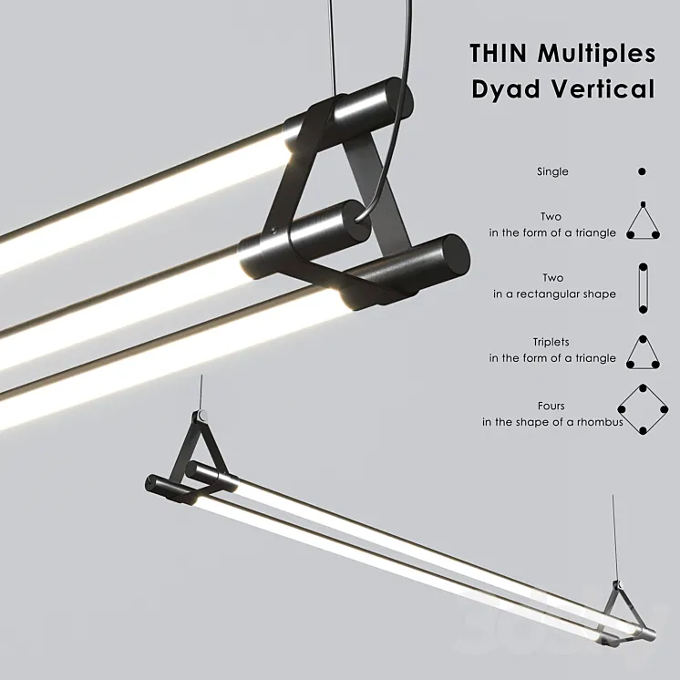 Thin Multiples Dyad Vertical Linear Suspension Light 3DS Max Model