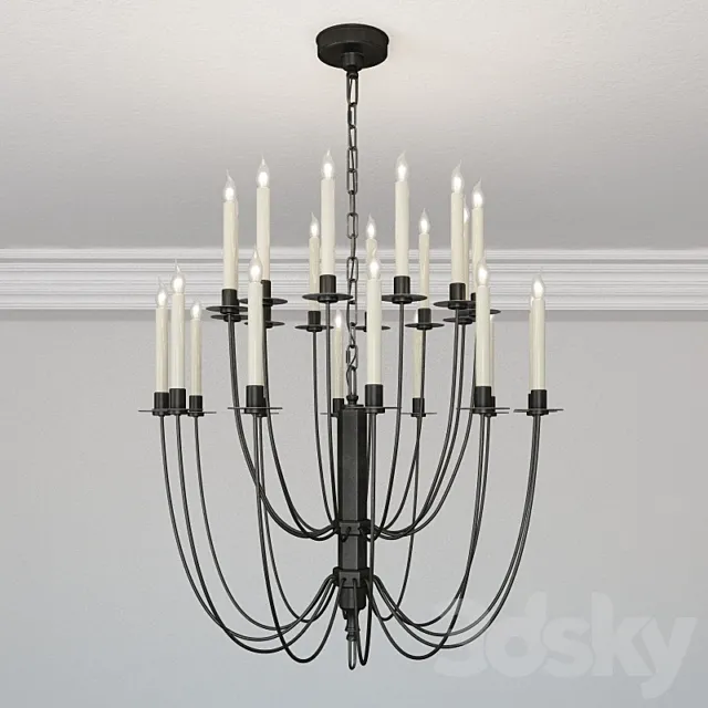 Thomas O Brien Erika Two-Tier Chandelier in Aged Iron by Visual Comfort TOB5205AI 3ds Max