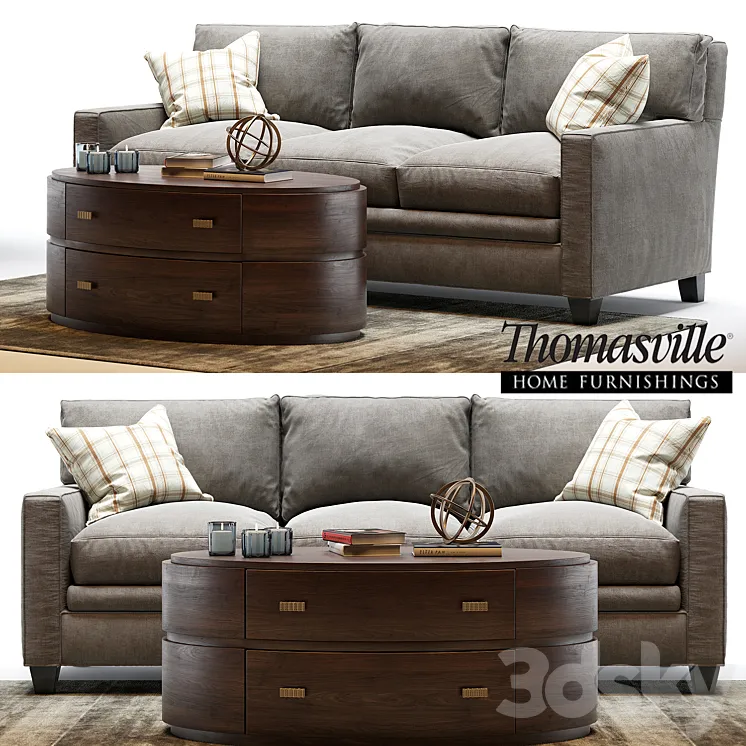 Thomasville mercer sofa and Andrew oval Cocktail table 3DS Max