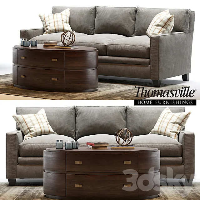 Thomasville mercer sofa and Andrew oval Cocktail table 3DSMax File