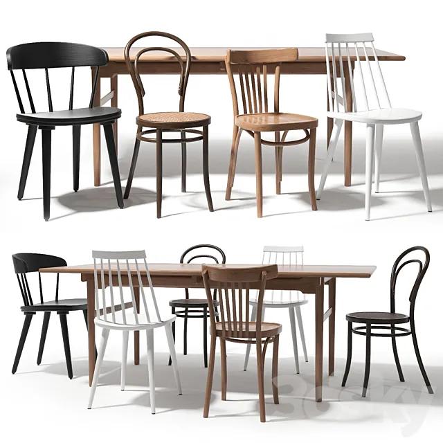 Thonet and ikea chairs set 3DS Max Model