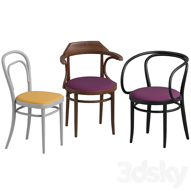 Thonet Chairs 209P 214P 233P Upholstery 3DS Max Model